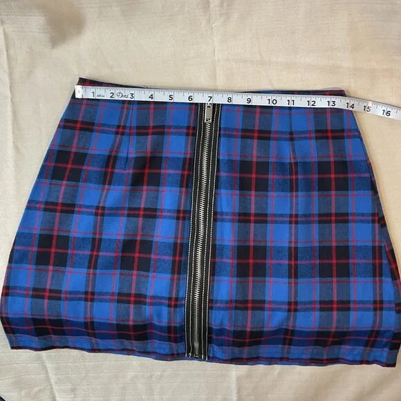 Fashion Nova Blue & Red Plaid Mini Skirt — Size S - Picture 3 of 4